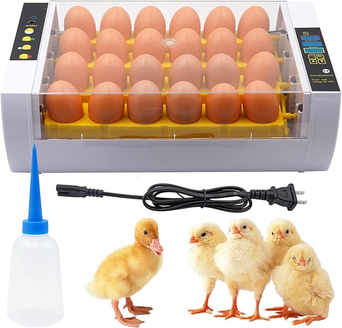 minyulua 孵化器適用于孵化蛋 24 個雞蛋家禽孵化機,帶自動轉動,轉動